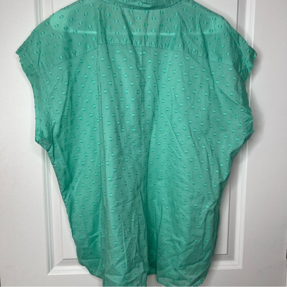 Van Heusen Teal Top Size XXL Women’s Cotton Dots Collar Button Details - Picture 5 of 11